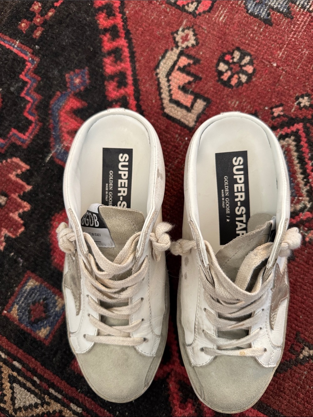 Golden Goose White Leather Super Star Sabot with Platinum Star - Picture 9 of 13